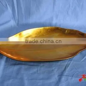 Leaf-shaped Lacquer Plate With Silver-leaf Deco thumbnail-1