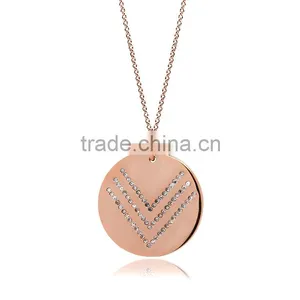 14K White Gold Plating Round Rose Gold Silver Pendant thumbnail-1