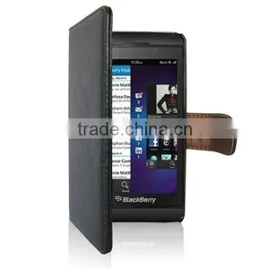 Classic Black PU Leather Stand Case Cover Screen Protector Bumper Case for Blackberry thumbnail-4