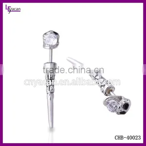 Mens Earring Gothic Style Single Gem in Skull Ear Piercing Spike thumbnail-2