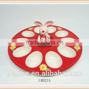 Ceramic Animal Shape Egg Holder Animal Shape Design With Rabbit Figurine thumbnail-3