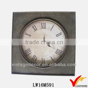 Home Decorating Wall Industrial Shabby Square Metal Clock thumbnail-1