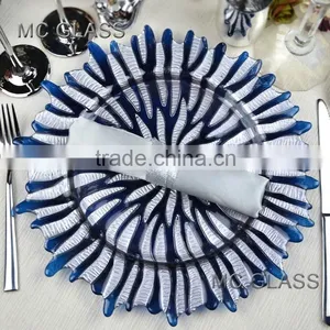Wholesale Newest Wedding and Home Use Gold Silver Sun Flower Glass Decorative Plate thumbnail-3