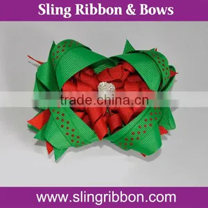 4 Inch Korker Ribbon Big Hair Ribbon Bows With Rhinestone thumbnail-1