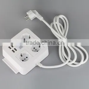 Home/Office Extension Socket With Surge Protector 4 Outlet Desk Schuko Plug With Surge Protection 4 ft Long Extension Cord 4 USB thumbnail-1