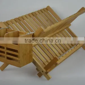 Eco-friendly Bamboo Scissor Style Folding Dish Plate Rack Flatware Holder thumbnail-4