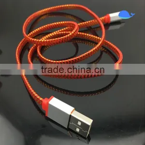 Newest 2016 Colorful Nylon Braided Usb Cable 2 in 1 Usb Cable Date Line for Iphone thumbnail-1