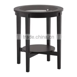 Customized High Quality Wooden Round Glass Top Coffee Table thumbnail-1