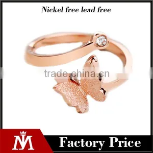 Neoglory Jewelry Fashion Rose Gold Butterfly 316L Stainless Steel Ring for Women thumbnail-1