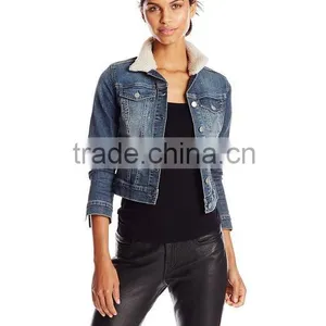 Women's Pixie Denim Jacket With Sherpa Collar thumbnail-1