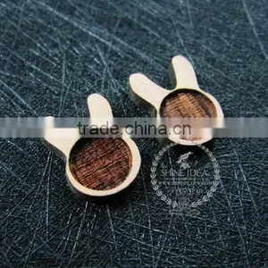 8mm Setting Size Vintage Style Natual Log Wood Bezel Rabbit Ears Round Pendant Setting DIY Findings Supplies 1411147 thumbnail-2