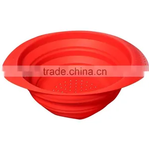High Quality FDA Approved Collapsible Silicone Strainer Bowl thumbnail-1
