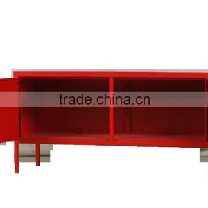 Korean Modern Red Lateral Metal Bedside Strorage Cabinet With Shelves thumbnail-6