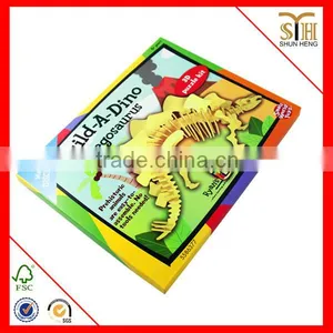Wooden 3D Puzzle Dinosaur Toys Paper Sleeve Packing Without Glue thumbnail-1