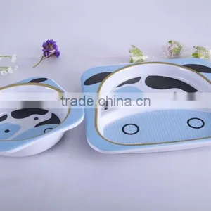 Cow Design Melamine Dinner Set for Children , Bowl and Plate Set for Children, Melamine Dinner Square Set thumbnail-1