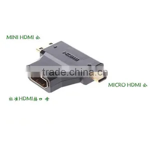 3 in 1 Micro HDMI Male & Mini HDMI Male to HDMI 1.4 Female 90 Degree COMBO Adapter HDMI Male Connector thumbnail-3