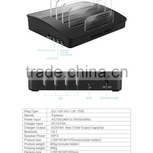 VOXLINK NEW 30W 4 Ports USB Charger Charging Station Dock With Bluetooth Wireless Speaker Function thumbnail-5