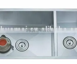 Double Bowls Handmade Kitchen Basin thumbnail-1