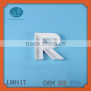 Plain White Ceramic Love Letter R Letter Plate thumbnail-1