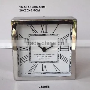 Square Steel Metal Table Clock in Mirror Polish in Quartz Analog thumbnail-1