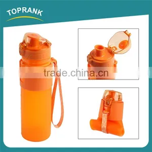 Promotional Foldable Food Grade Silicone Soft Water Bottle With Cap thumbnail-1