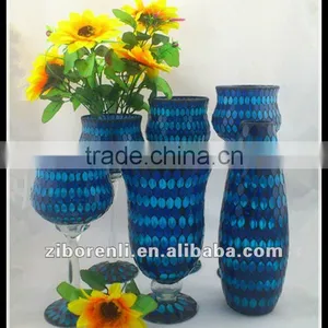 Asian Antiques Tall Colored Mosaic Table Vase Modern Cheap Royal Blue Wedding Decoration thumbnail-1