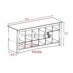 2016 New Cubbie Storage Bench Shoe Organizer Entryway Shoe Storage Bench Eco-friendly MDF Wood Bench thumbnail-6