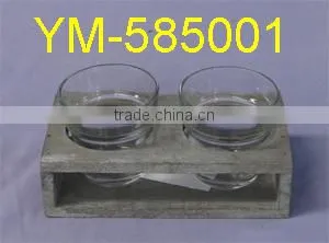 Wooden Candle Holder,Wooden Flower Pot With Glass thumbnail-1
