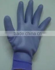 PU Glove . 13G Light Blue Nylon Liner With Light Blue pu Coated Gloves . Working Gloves thumbnail-1