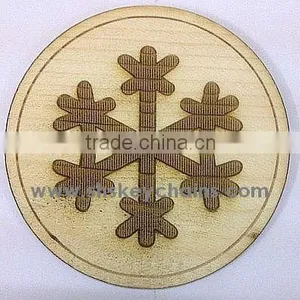 Snow Flake Large Wooden Coaster, Laser Engraved thumbnail-1