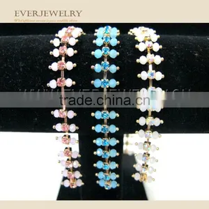 Rhinestone Cup Chainwith Color Pearl 2 Lines thumbnail-2