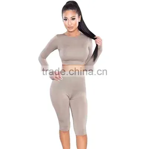 Women Sexy Long Sleeve Top And Shorts Track Suit 2017 Autumn Bodycon Tracksuit Clothing Casual Two Pieces Outfits thumbnail-5