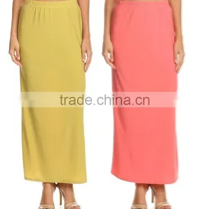 China Clothes 95% Polyester 5% Spandex Fabric Solid Long Coral Skirt Fancy Long Skirts thumbnail-1