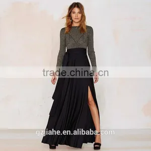 Jiahe Factory Latest JH7017 Fashion Long Skirt Design Sexy Slim Ladies High Side Slit Design Summer Maxi Skirt for Ladies thumbnail-3