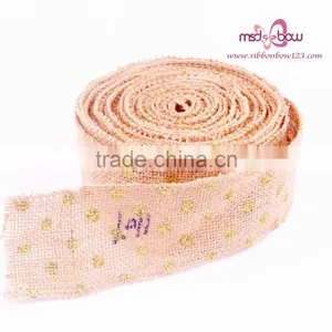 100% Jute Burlap Ribbon Printed Jute Ribbon thumbnail-1