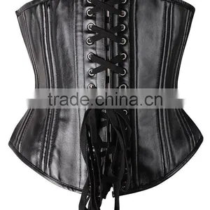 Surface High Quality Genuine Leather, 20 Double Steel Bone With5 Buckles, Back Lace-up Waist Trainer Corset Body Shaper thumbnail-1