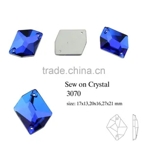 Capri Blue Dysmorphism Shape Flat Back Crystal Sew on Stones Glass Pendant for Jewelry Accessories thumbnail-1