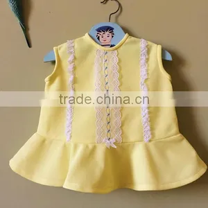 Hot Selling Sleeveless Lace Trim Knitted Cotton One Piece Casual New Model Child Girl Dress thumbnail-1