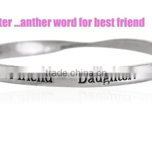 Custom Inspired Words Bangles Bracelets Jewelry Saying Phrase Engraved Metal Bangles Bracelets Best Family Friendship Gifts thumbnail-5