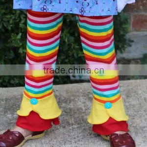 Ruffle Baby Girls Cotton Stripe Pants Kids Leggings Plain Ruffle Pants thumbnail-3