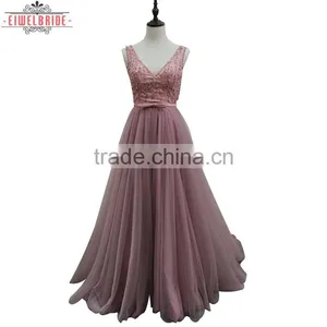 2017 China Manufacturer Customized Pink V Neck Wedding Dress thumbnail-1