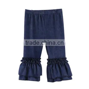 2015 Wholesale Organic Baby Wear Winter Triple Ruffle Pants Jean and Leather Pants thumbnail-1