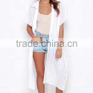 100% Cotton Unlined Collared Neck Dolman Sleeves Kimono thumbnail-3