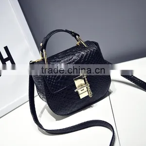 2017 Mini Chain C Snake pu Leather Shoulder Bag Woman Pink Handbag thumbnail-1