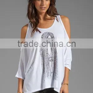 Printed Open Shoulder t Shirt thumbnail-1