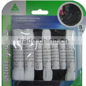 8pcs Black&white Flat Polyester Woven Shoe Laces thumbnail-1