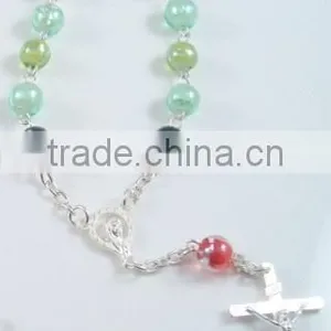 High Quality Assorted Colors Beaded Rosary Necklace thumbnail-1