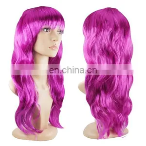 Purple Party Wig Long Hair Wave Synthetic Wig With Fashion Design FW2032 thumbnail-1