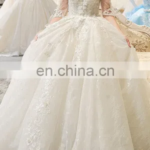 LS00404 Beaded Indian Wedding Dress for Pregnant Women Wedding Dress With Sleeve thumbnail-4