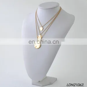 Three Layers Worn Silver/ Gold Oxide Disc Necklaces thumbnail-4